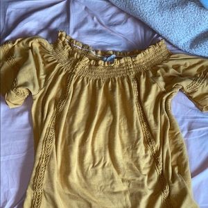 off the shoulder yellow top